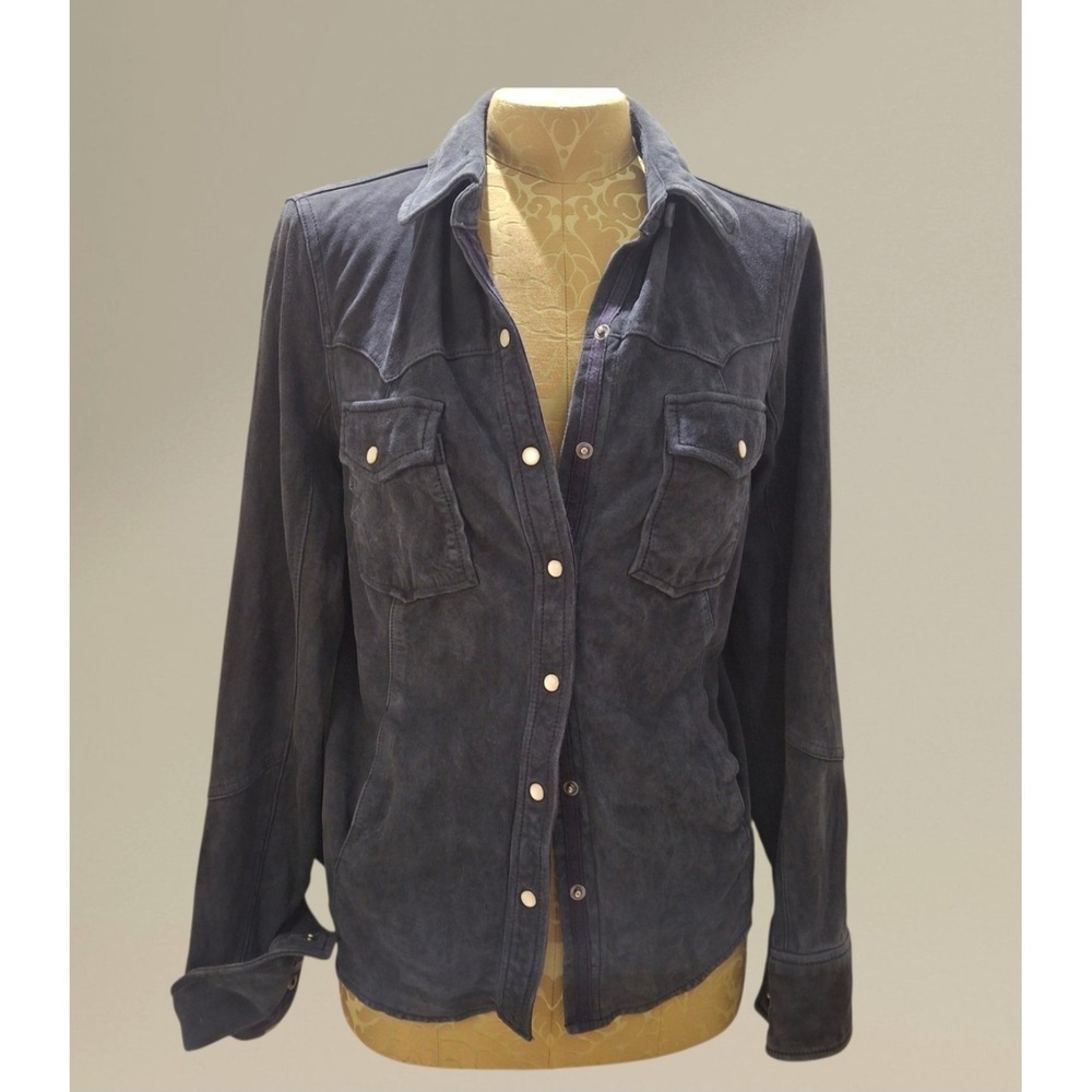 Vintage Gap Women's Blue Suede Shacket Medium Boho Western Streetwear
